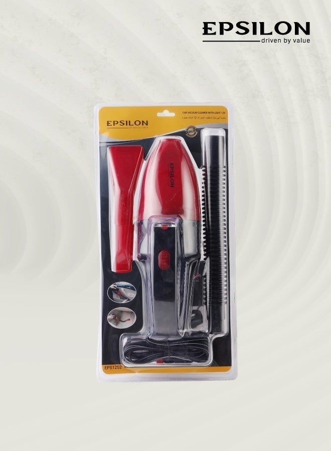 Epsilon 12V High-Power Car Vacuum Cleaner – Portable Handheld Auto Detailing Tool with Strong Suction, Built-in LED Light, Extension Hose, Brush & Nozzle – Easy to Carry and Store - Image 5