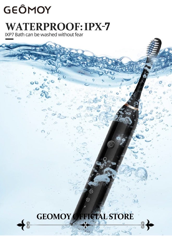 Sonic Electric Toothbrushes USB Rechargeable Ultrasonic Tooth Brush with 4 Brush Heads 6 Cleaning Modes and Smart Timer IPX7 Waterproof Cleaning Toothbrushes for Adults and Kids