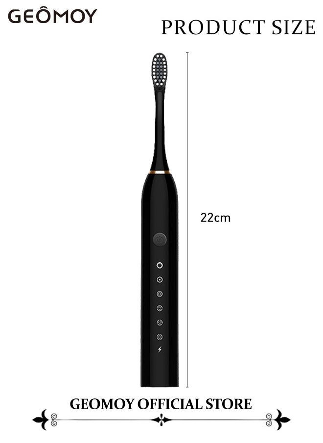 Sonic Electric Toothbrushes USB Rechargeable Ultrasonic Tooth Brush with 4 Brush Heads 6 Cleaning Modes and Smart Timer IPX7 Waterproof Cleaning Toothbrushes for Adults and Kids
