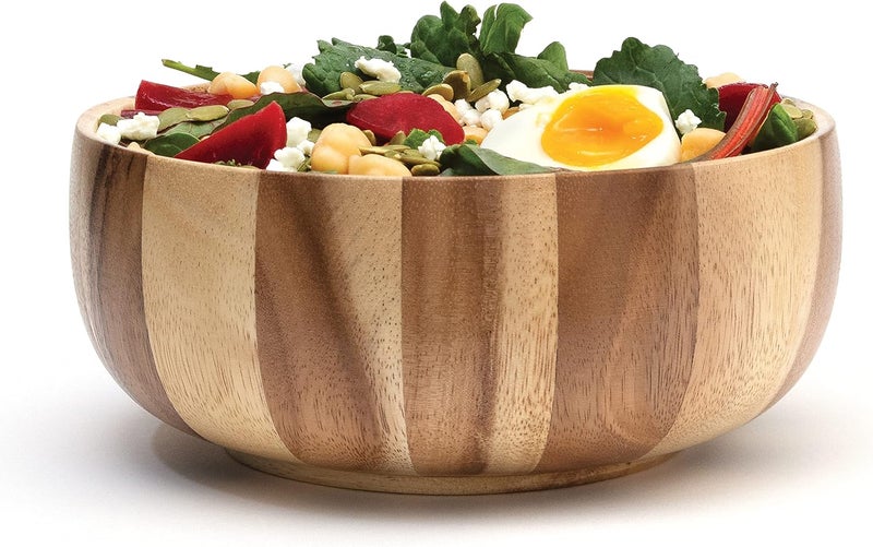 Lipper International 1268 Acacia Sunburst Serving Bowl SaladforOne 788 Single Bowl - Image 3