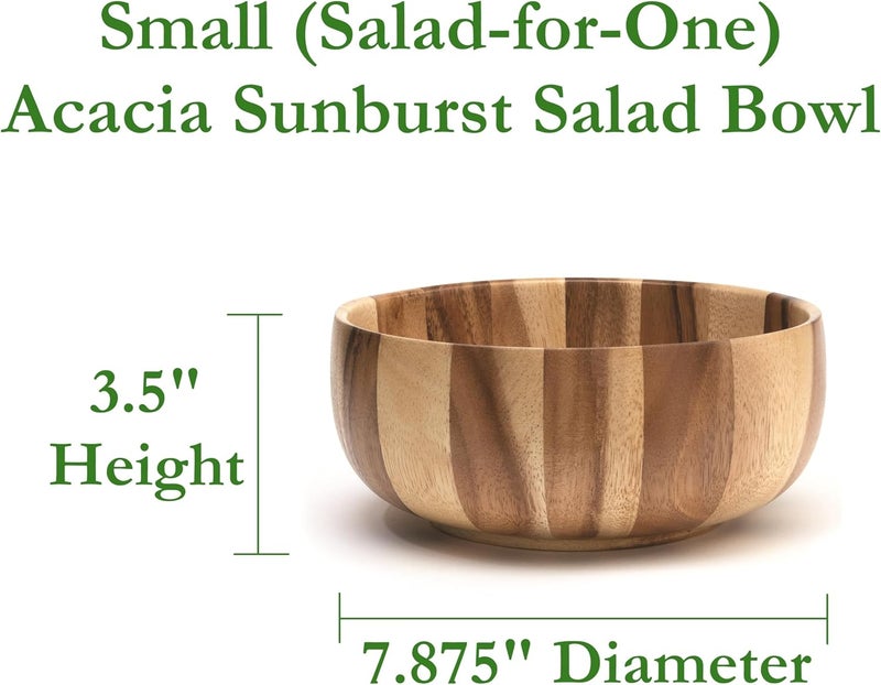 Lipper International 1268 Acacia Sunburst Serving Bowl SaladforOne 788 Single Bowl - Image 2