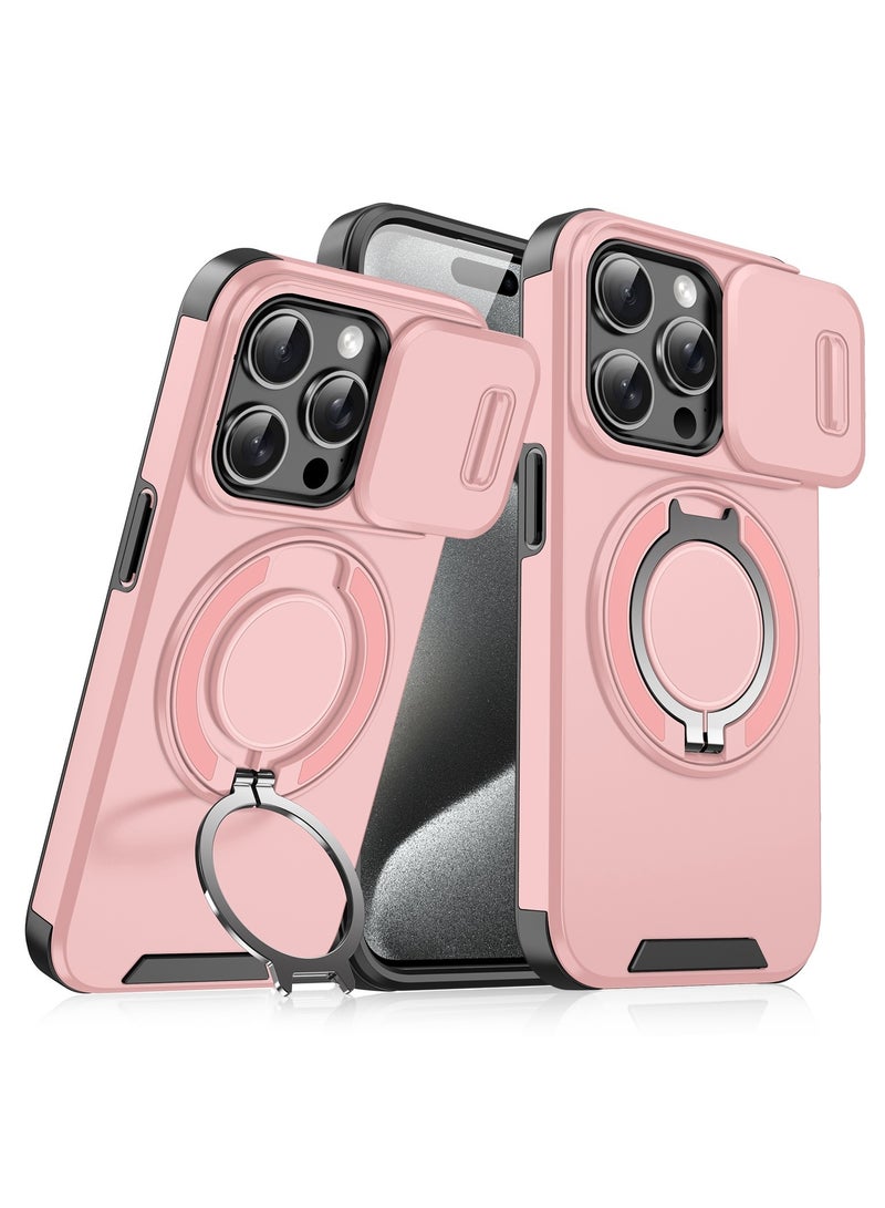 GOLDEN MASK GOLDEN MASK For iPhone 15 Pro Sliding Camshield Ring Holder Phone Case (Pink) 
