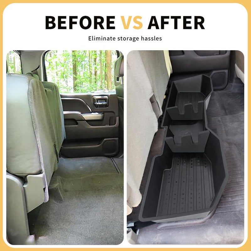 MAXDOM LLC MAXDOM Under Seat Storage Fit for (2007-2018) Chevy Silverado 1500/GMC Sierra 1500 (2007-2019) 2500HD 3500HD Crew Cab Rear Underseat Organizer Box - Image 5