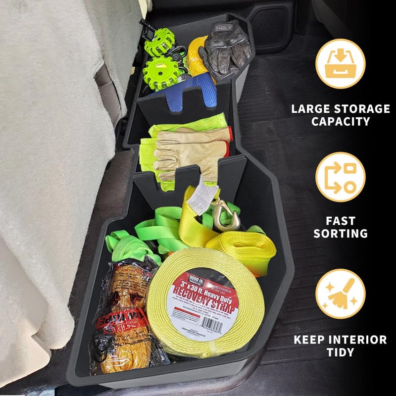 MAXDOM LLC MAXDOM Under Seat Storage Fit for (2007-2018) Chevy Silverado 1500/GMC Sierra 1500 (2007-2019) 2500HD 3500HD Crew Cab Rear Underseat Organizer Box - Image 3