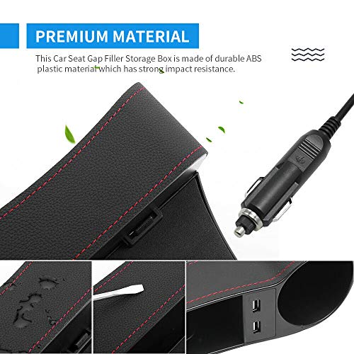 Automaze Car Seat Gap Filler, Premium Console Side Pocket with 2 USB Charging, Multifunctional Car Console Side Organizer with Cup Holder for Cellphones Wallet Coin Key(Driver Side Black) - Image 5