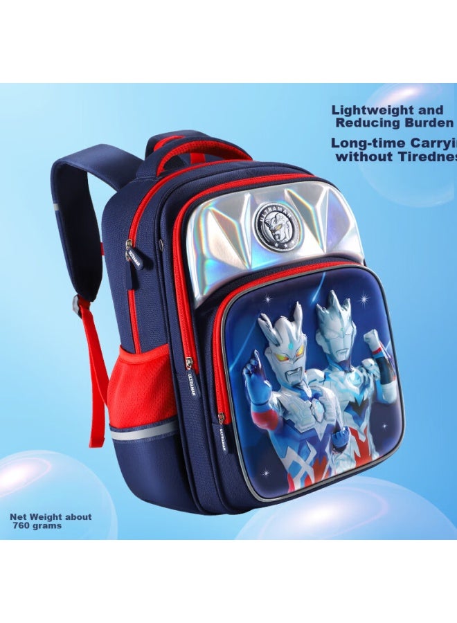 Ultraman Backpack For Primary School Boys, Grade 1-4, Wear-resistant, Large Capacity, Spine Protection, Lightweight, Hidden Red - Image 3