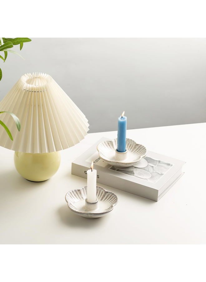 BEUNAIZER Ceramic Candle Holder, Candlestick Holder for Candles,Incense, Santo Palo, Rustic Vintage Home Decor for Halloween Christmas Weddings, Dining Room Table & Living Room Display (Vintage White) - Image 4