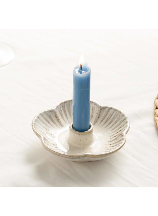 BEUNAIZER Ceramic Candle Holder, Candlestick Holder for Candles,Incense, Santo Palo, Rustic Vintage Home Decor for Halloween Christmas Weddings, Dining Room Table & Living Room Display (Vintage White) - Image 1
