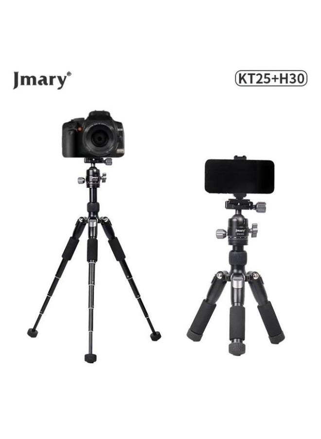 جيه ماري حامل ثلاثي القوائم احترافي قابل للتمديد من الألومنيوم KT25+H30 مع 5 أقسام قابلة للتعديل، أقصى ارتفاع 157.5 سم، تصميم محمول وقوي لكاميرات DSLR وكاميرات الحركة والهواتف الذكية - أسود - Image 1