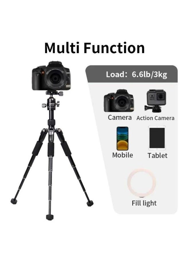 جيه ماري حامل ثلاثي القوائم احترافي قابل للتمديد من الألومنيوم KT25+H30 مع 5 أقسام قابلة للتعديل، أقصى ارتفاع 157.5 سم، تصميم محمول وقوي لكاميرات DSLR وكاميرات الحركة والهواتف الذكية - أسود - Image 2