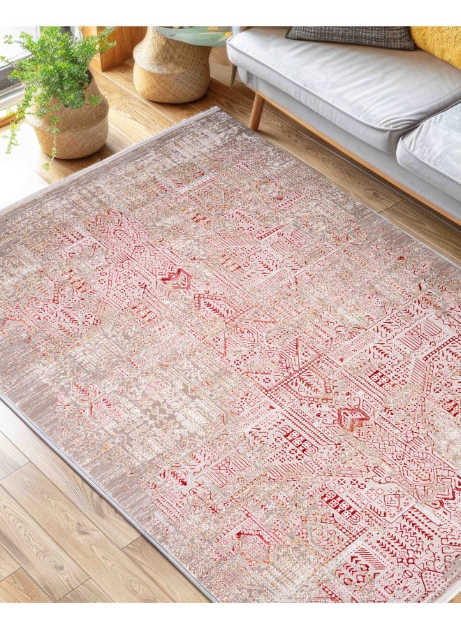 Carpet Woven Rug in Soft Texture | Vintage Aztex Design - Red | Size - 200x300 cm (6.5x10 ft) | For Living space , Master Bedroom, Dinning room & Large office space