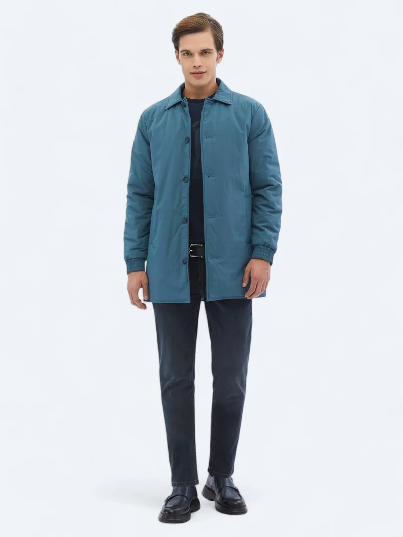 Kip Mint Regular Fit Round Collar Casual Weaving Rain Coat