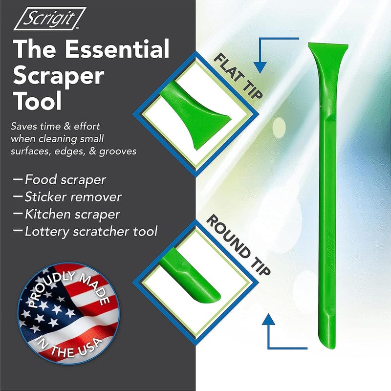 Scrigit Scraper Wide Blade No-Scratch Plastic Scraper Tool, 3 Pack - The Handy Multi-Use Scraping Tool for Removing Food, Labels, Stickers, Paint, Grease -Easy to Hold, Reaches Tight Spaces & Crevices - Image 2