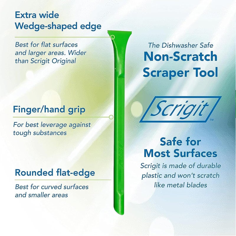 Scrigit Scraper Wide Blade No-Scratch Plastic Scraper Tool, 3 Pack - The Handy Multi-Use Scraping Tool for Removing Food, Labels, Stickers, Paint, Grease -Easy to Hold, Reaches Tight Spaces & Crevices - Image 3
