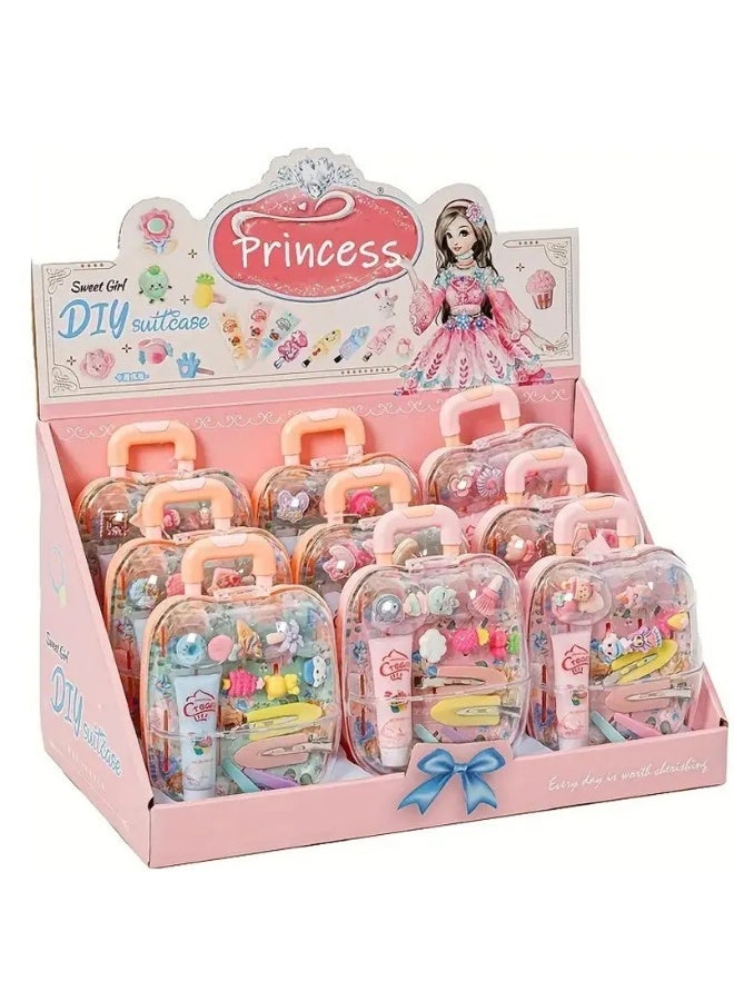 صندوق مجوهرات على شكل دبوس شعر للأميرات الصغيرات صندوق لعبة على شكل عربة صندوق لعبة على شكل منزل صندوق كن - Image 1