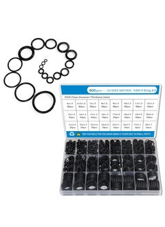 24 Size 800 Pcs Black Small Rubber O-Ring Assortment Kit Assorted Metric Sealing Washer for Automobiles Plumbing Faucet Water Air or Gas Repair