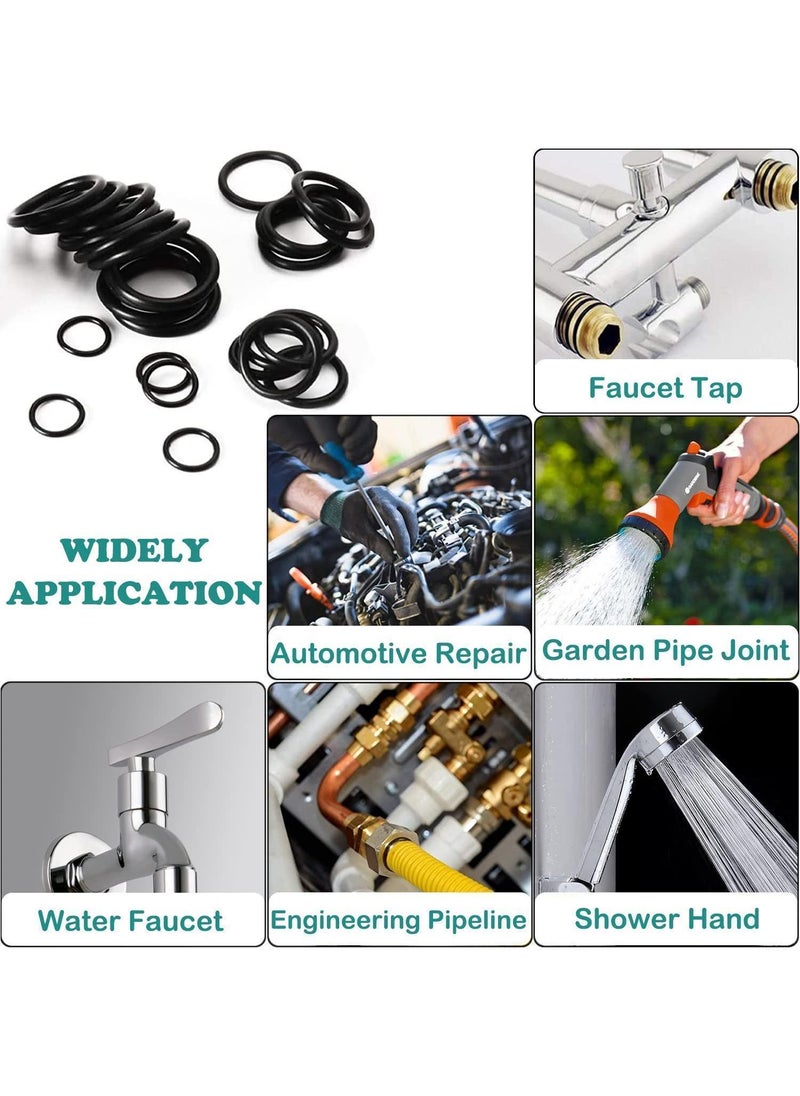Sweet seven - 24 Size 800 Pcs Black Small Rubber O-Ring Assortment Kit Assorted Metric Sealing Washer for Automobiles Plumbing Faucet Water Air or Gas Repair - Image 1
