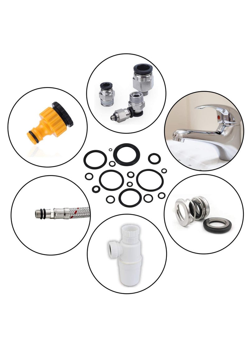 Sweet seven - 24 Size 800 Pcs Black Small Rubber O-Ring Assortment Kit Assorted Metric Sealing Washer for Automobiles Plumbing Faucet Water Air or Gas Repair - Image 1