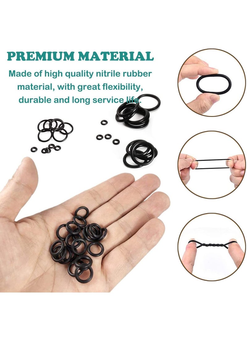Sweet seven - 24 Size 800 Pcs Black Small Rubber O-Ring Assortment Kit Assorted Metric Sealing Washer for Automobiles Plumbing Faucet Water Air or Gas Repair - Image 1