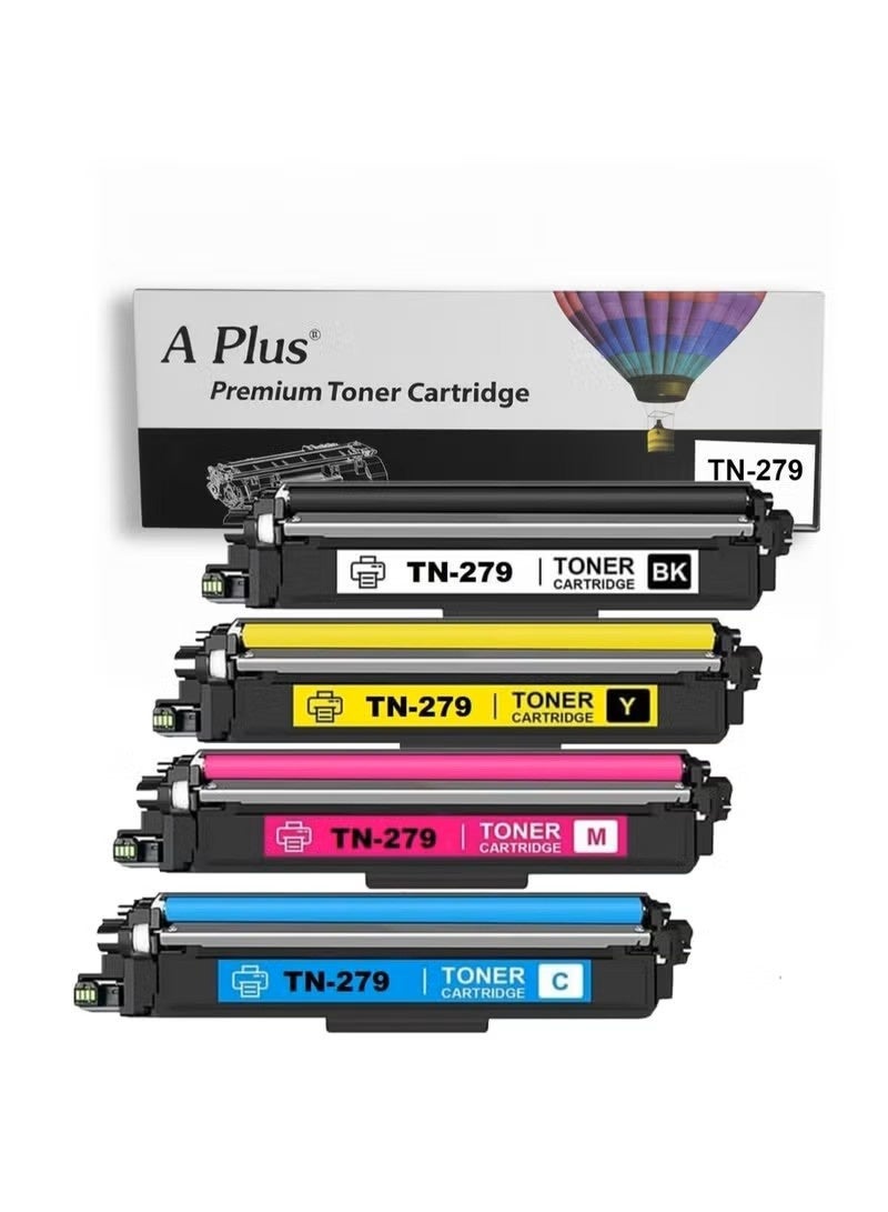 ابلس مجموعة خراطيش حبر متوافقة A Plus TN-279 (أسود، سماوي، أرجواني، أصفر) لطابعات Brother HL-L3280CDW، DCP-L3520CDW، DCP-L3560CDW، MFC-L3720CDW، MFC-L3760CDW - Image 1