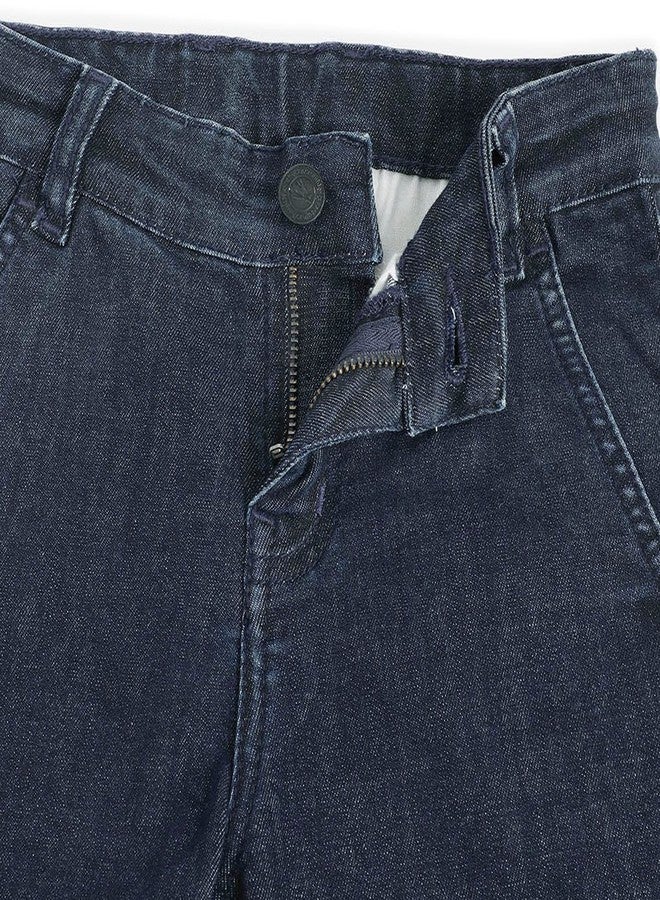 شيري كرامبل بنطلون جينز عادي للبنات الصغيرات بنقشة الكرز (Ctws-Dtrs-6180Nblu_Navy Blue_12-18 Months) - Image 3
