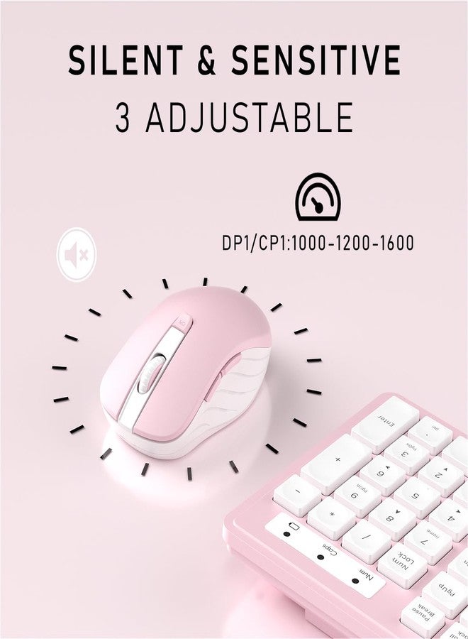 Links9+ Wireless Keyboard and Mouse, 2.4GHz Cordless Keyboard Mouse Combo, Optical Mouse, Plug and Play USB Receiver, Compatible with Windows, Mac, Laptop, and PC（White Pink） - Image 4