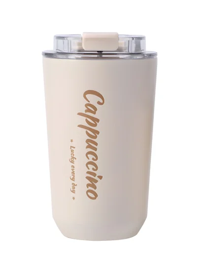 flâneur Travel-Friendly 380ml Insulated Coffee Cup with Transparent Lid - Perfect for Students and Travelers, BPA-Free, Thermal Tumbler for School and Office, Lightweight and Portable Design