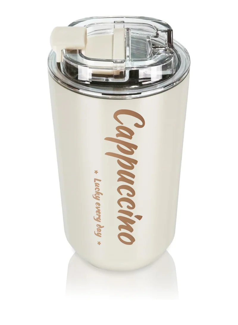 flâneur Travel-Friendly 380ml Insulated Coffee Cup with Transparent Lid - Perfect for Students and Travelers, BPA-Free, Thermal Tumbler for School and Office, Lightweight and Portable Design