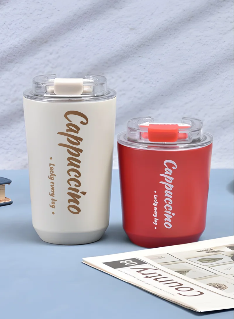 flâneur Travel-Friendly 380ml Insulated Coffee Cup with Transparent Lid - Perfect for Students and Travelers, BPA-Free, Thermal Tumbler for School and Office, Lightweight and Portable Design