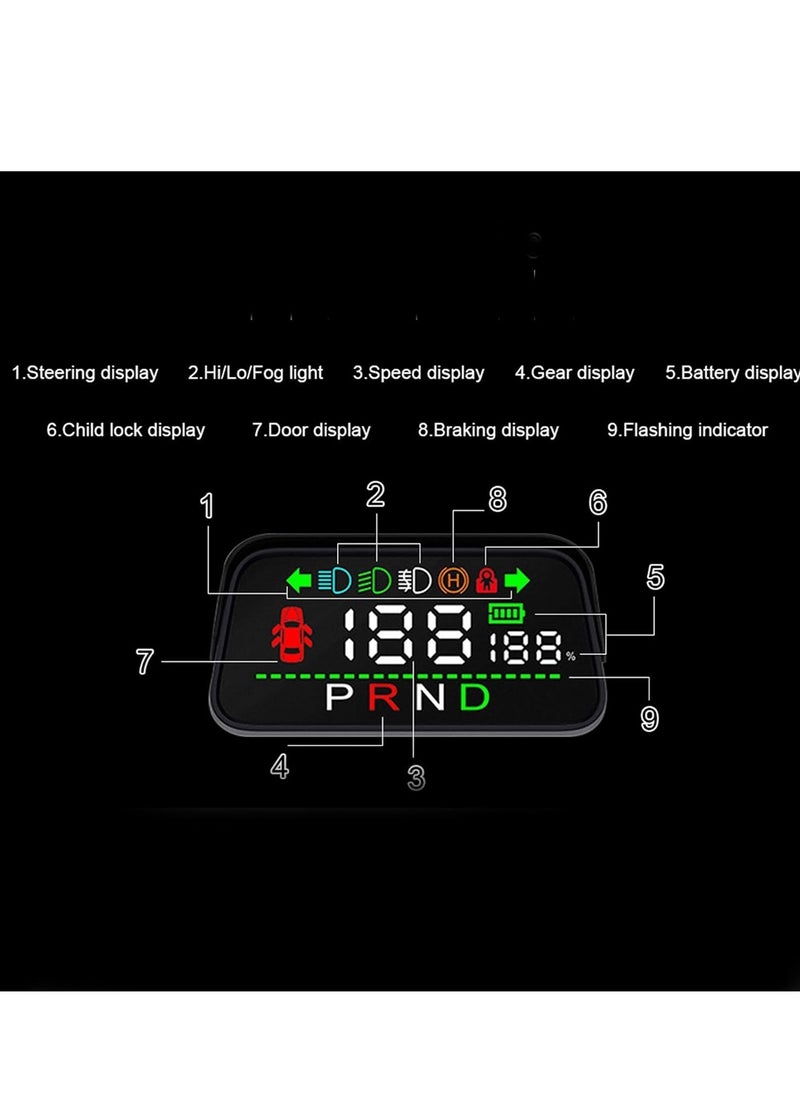 SYOSI Heads up Display with Light Door Gear Indicator Speedometer Digital Alarm Set Speed display Steering display Gear display Braking Monitor HUD for Tesla Model 3 Y 2016-2023  - Image 5