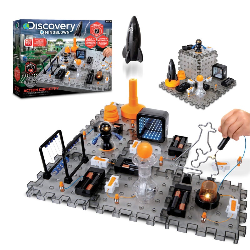 Discovery #MINDBLOWN Action Circuitry Electronic Experiment STEM Set, Build-it-Yourself Engineering Toy Kit, Explore the Science of Lights, Sounds & Motion, 6 Experiments, Great Gift for Kids Ages 8 + - Image 1