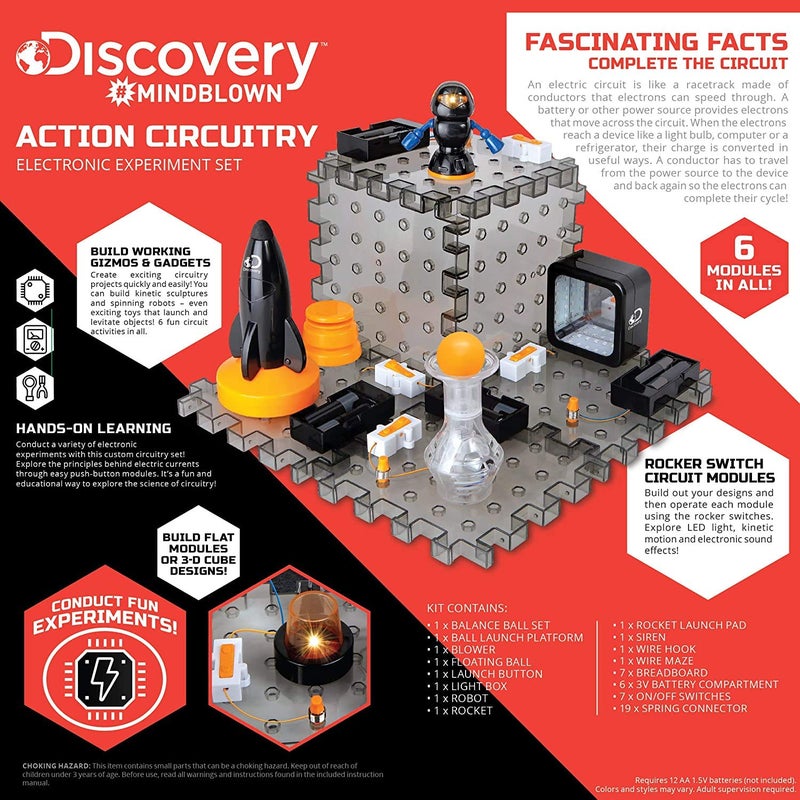 Discovery #MINDBLOWN Action Circuitry Electronic Experiment STEM Set, Build-it-Yourself Engineering Toy Kit, Explore the Science of Lights, Sounds & Motion, 6 Experiments, Great Gift for Kids Ages 8 + - Image 3