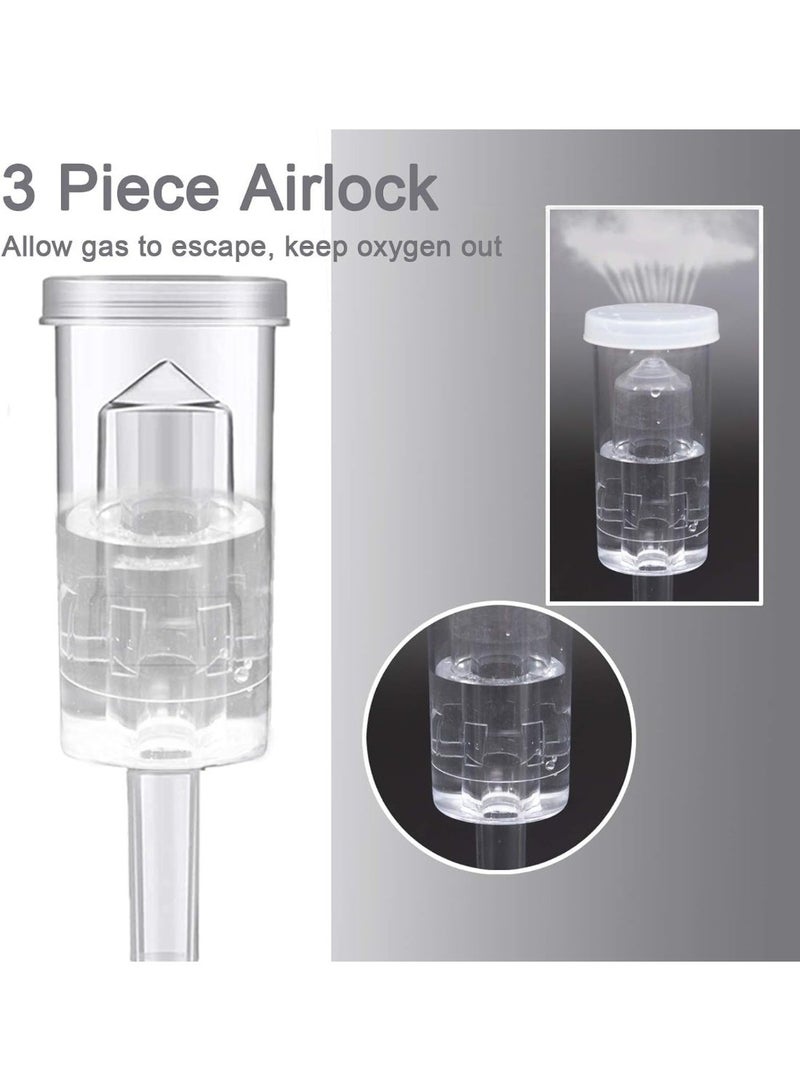 3-Piece Airlock with #6 Stopper and Grommet 3 Pack, Fermentation Airlock Kombucha Kit,Carboy Airlock Transparency Upgraded - Image 3
