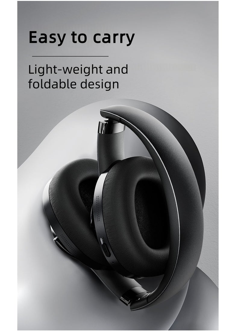 OREKO OREKO Active Noise Cancelling Foldable Headphones, Wireless Over-Ear Bluetooth, 50H Long Playtime, Hi-Res Audio, Big Bass Black  - Image 4