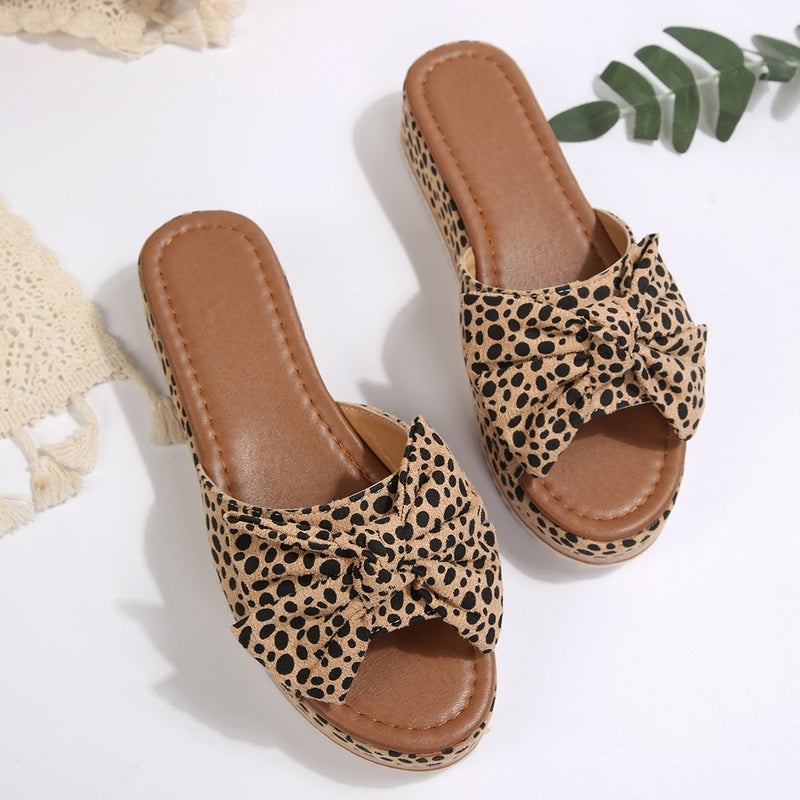 Thick-Soled Sandals For Women 2026 Retro Style Bowknot Slip-On Casual Sandals For Women - Image 1