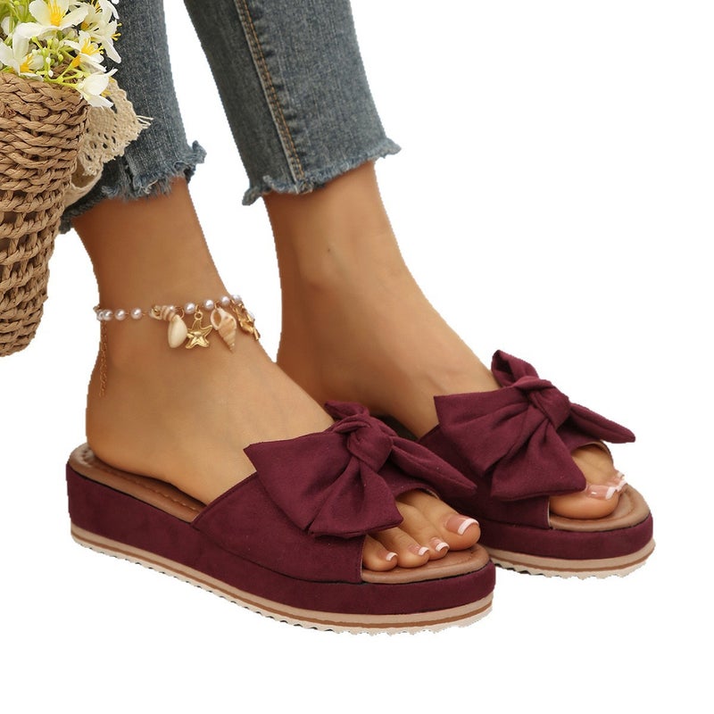 Thick-Soled Sandals For Women 2026 Retro Style Bowknot Slip-On Casual Sandals For Women - Image 5