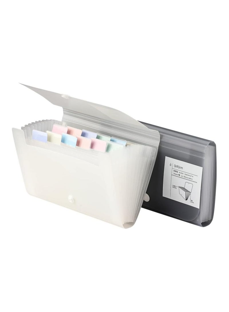 SYOSI 12 Pockets Expanding File Holder, 2Pcs A6 PP Accordion Coupon Organizers with Labels, Waterproof Expandable Receipt Storage Wallet for Home, Office, School, Pockets Receipt Organizer  - Image 1