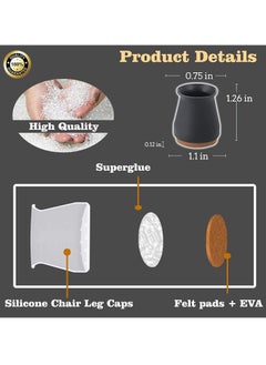 Y&D Silicone Chair Legs Floor Protectors Cover, Furniture Silicon Protection Cover with Felt Pad FIT 0.7 inch to 1.1  - Image 2