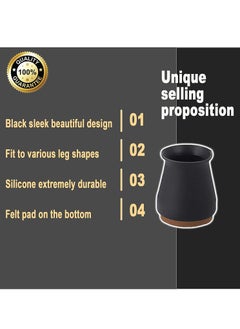 Y&D Silicone Chair Legs Floor Protectors Cover, Furniture Silicon Protection Cover with Felt Pad FIT 0.7 inch to 1.1  - Image 3