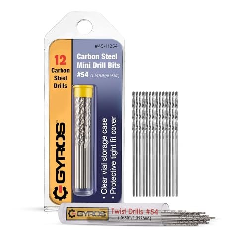 GYROS 12 PCS #54 Micro Drill Bit Set – Small Drill Bits for Jewelry, Plastic, Resin, & Soft Metal – Carbon Steel Wire Gauge Mini Twist Drill Bit Set for Pin Vise Hand Drill & Rotary Tool - Image 1