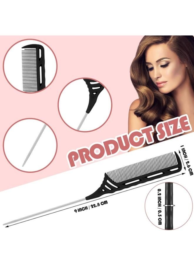 8 Pcs Weaving Winding Combs 9 Inch Foiling Combs Rat Tail Comb with Steel Pin Heat Resistant Teasing Parting Combs for Professional Hair Stylists Braids Highlighting Winding Hair - Image 2