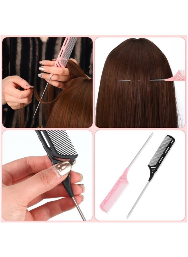 8 Pcs Weaving Winding Combs 9 Inch Foiling Combs Rat Tail Comb with Steel Pin Heat Resistant Teasing Parting Combs for Professional Hair Stylists Braids Highlighting Winding Hair - Image 4