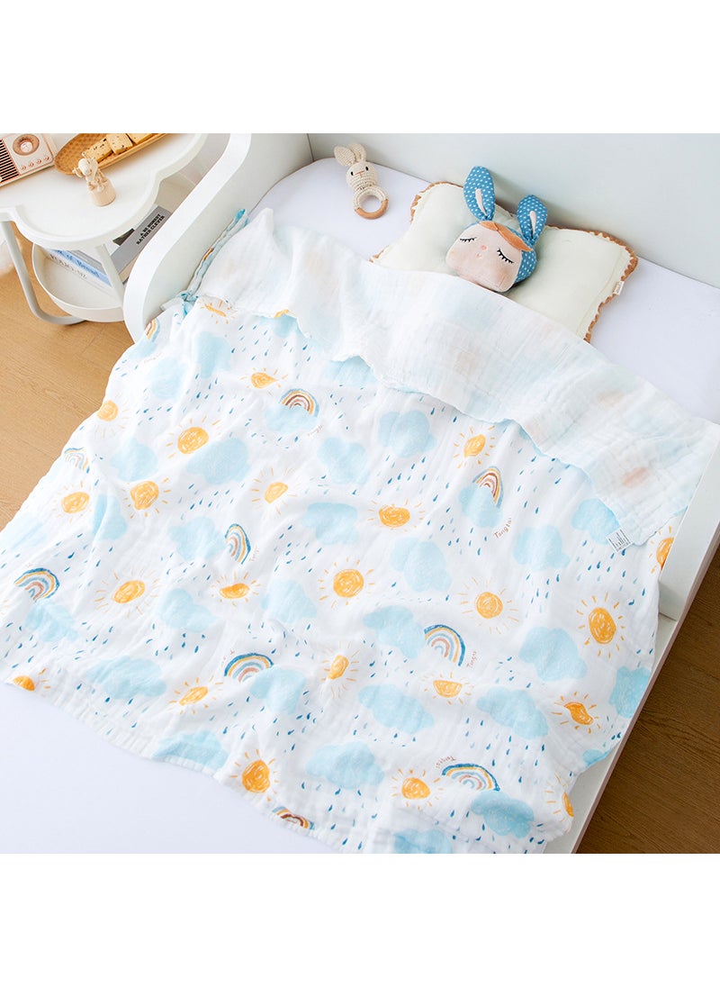 Generic Newborn Cotton Muslin Bath Towel 6-layer Swaddle Blanket Sunshine rainbow 