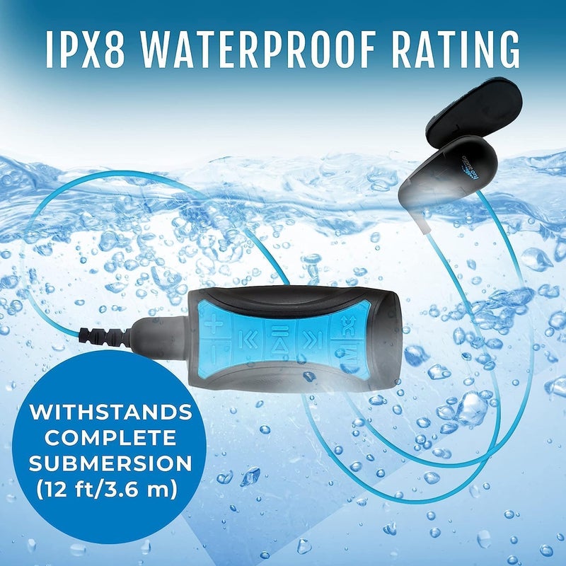 H2O Audio Stream 3 PRO and Surge S+ Earbuds - Underwater Streaming Music Waterproof MP3 Player for Swimming with Bluetooth and Short Cord Underwater Headphones with Superior Sound Quality (Blue) - Image 3