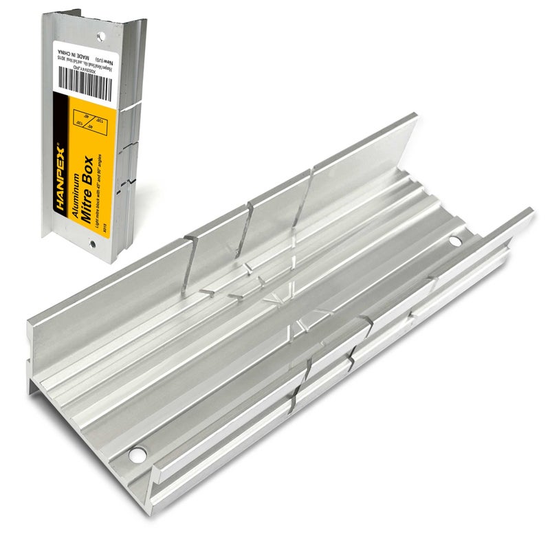 Hanpex Metal Small Aluminum Miter Box 53 Inch Small Tiny Mitre Box for Manual Saw for Hand Saw 3 Cutting Angles Ideal For Cutting Wood and Soft Metal