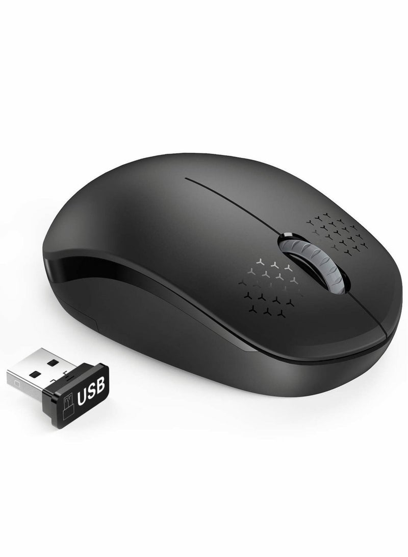 Captaintech Wireless Mouse - 2.4G Cordless Mice with USB Nano Receiver Computer Mouse with Noiseless Click for Laptop, PC, Tablet, Computer, and Mac - Black - Image 1