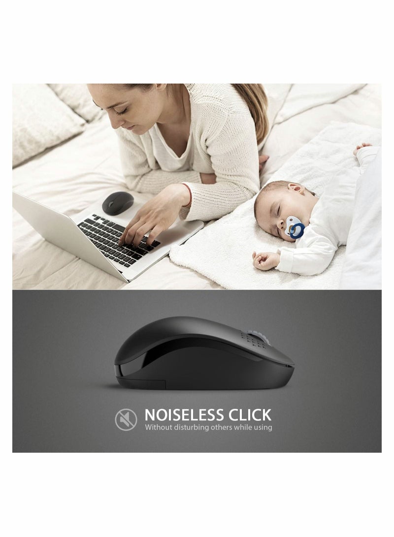 Captaintech Wireless Mouse - 2.4G Cordless Mice with USB Nano Receiver Computer Mouse with Noiseless Click for Laptop, PC, Tablet, Computer, and Mac - Black - Image 2