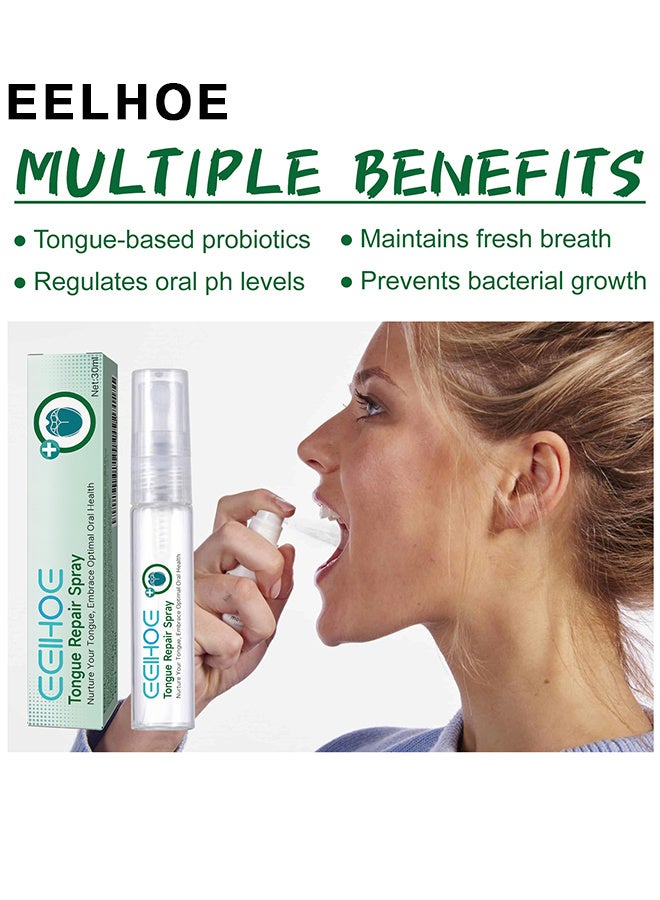 EELHOE Tongue Repair Spray,Mouth Repair Spray Repairs White Tongue Coating, Tongue Care Spray, Portable Mouth Spray, Mouthwash Spray, Freshens Breath, Eliminates Bad Breath 30ml - Image 2