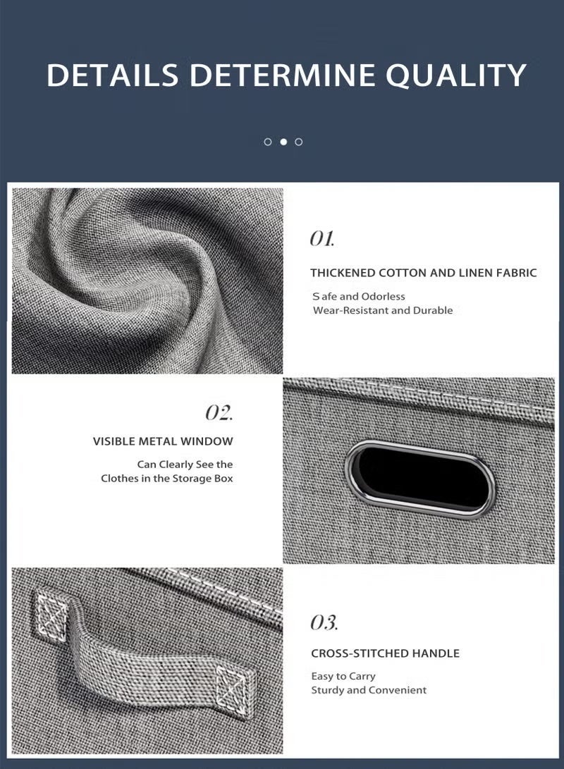 زيفانا صناديق تخزين كبيرة الحجم على شكل مكعبات مزودة بمقابض، ومنظمات قابلة للطي والغسل مع غطاء قابل للإزالة للملابس والألعاب والكتب والألعاب، للاستخدام المنزلي والمكتبي - Image 3