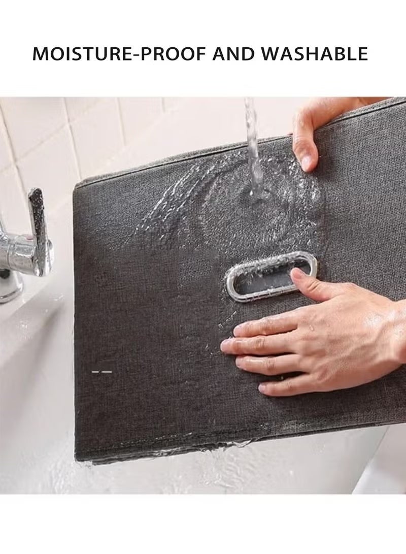 زيفانا صناديق تخزين كبيرة الحجم على شكل مكعبات مزودة بمقابض، ومنظمات قابلة للطي والغسل مع غطاء قابل للإزالة للملابس والألعاب والكتب والألعاب، للاستخدام المنزلي والمكتبي - Image 4